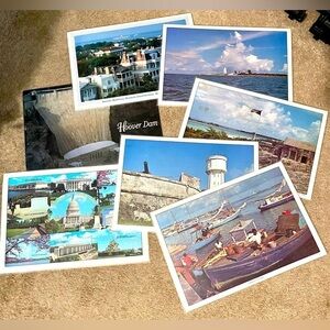70s USA VINTAGE LOT OF 7 REVERSIBLE PLACEMATS Bahamas Pictures States Souvenirs
